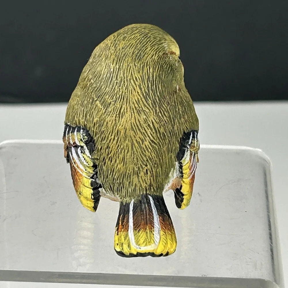 Vtg Warbler Bird Figurine Resin Tan Black Yellow 1.75